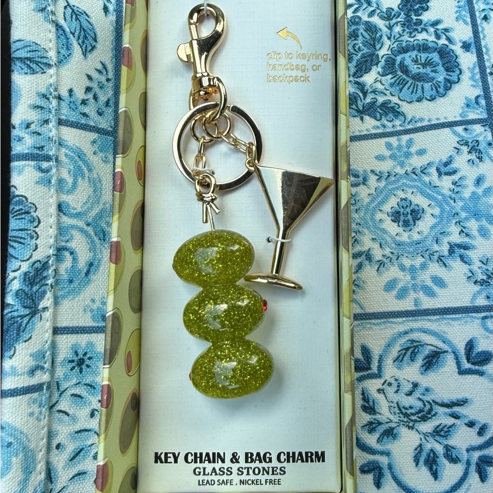Piper K Glitter Martini 🫒🍸Olives Bag charm keychain